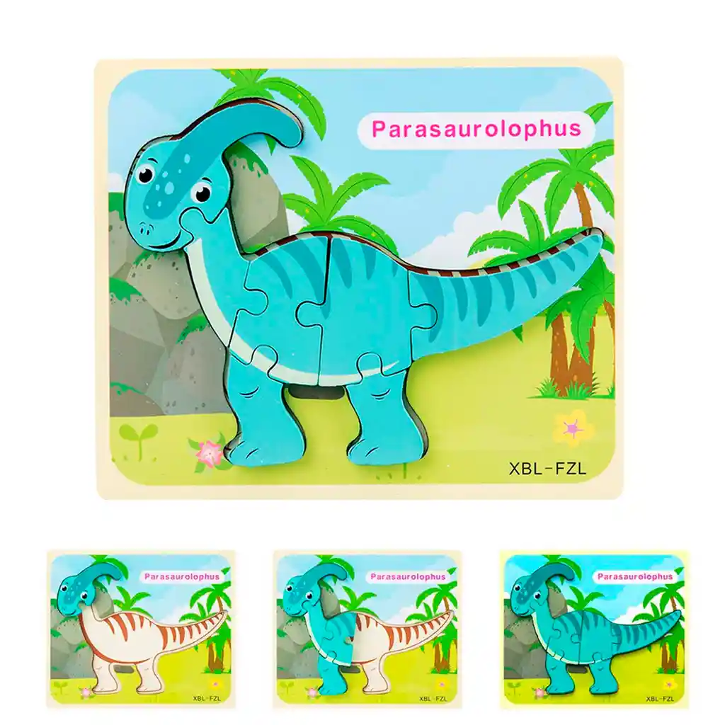 Rompecabezas Dinosaurio En Madera