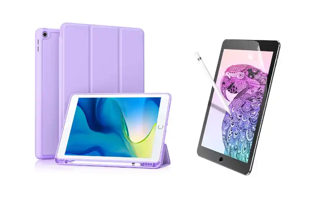 Forro Estuche Smart Case + Paperlike Para Ipad 7/8/9 Gen 10.2 Lila