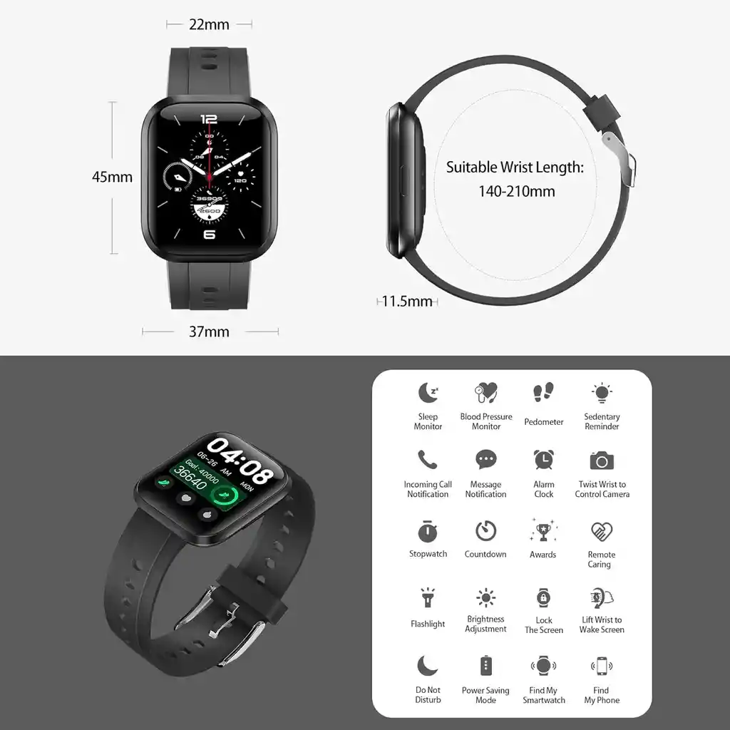 Reloj Inteligente Omthing E-joy Smart Watch Plus - Negro