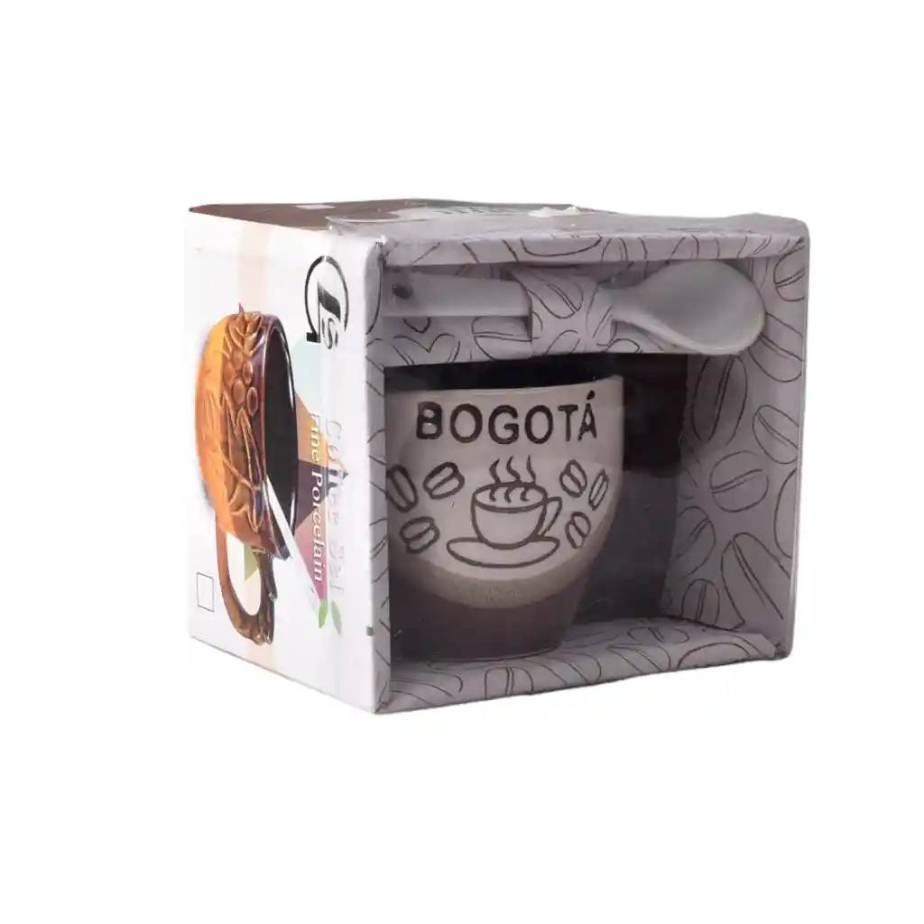 Mug Pocillo Con Cuchara Y Plato Ceramica