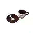 Mug Pocillo Con Cuchara Y Plato Ceramica