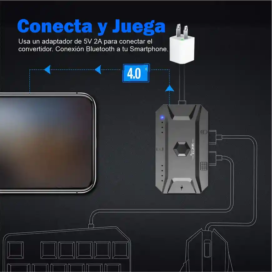 Combo Gamer Para Celular Rgb Convertidor Bluetooth 3en1 G98