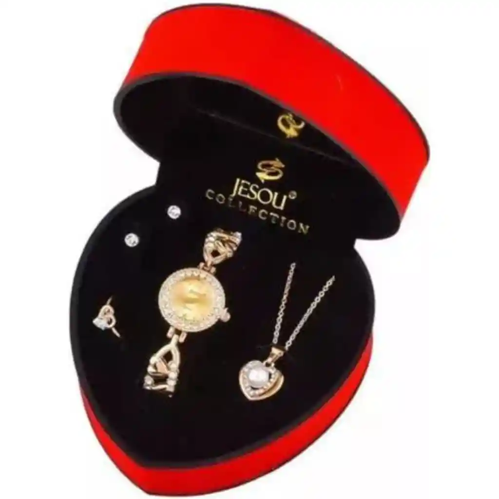 Estuche Dama Joyero Cadena Reloj Aretes Mujer Joyas Belleza