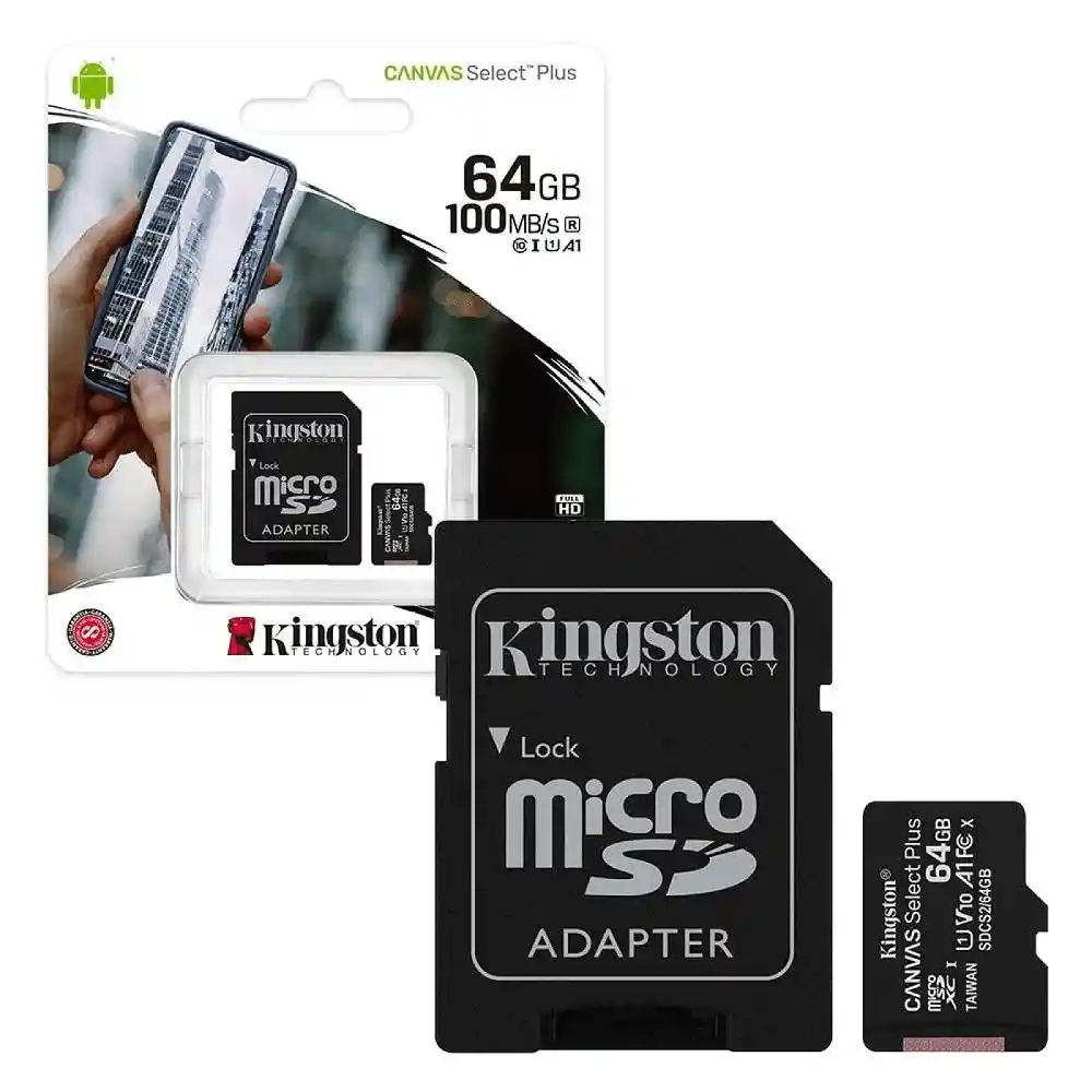 Microsd Sdhc 64 Gb Kingston Clase 10 100 Mb/s Video Hd Nueva Sellada Blister