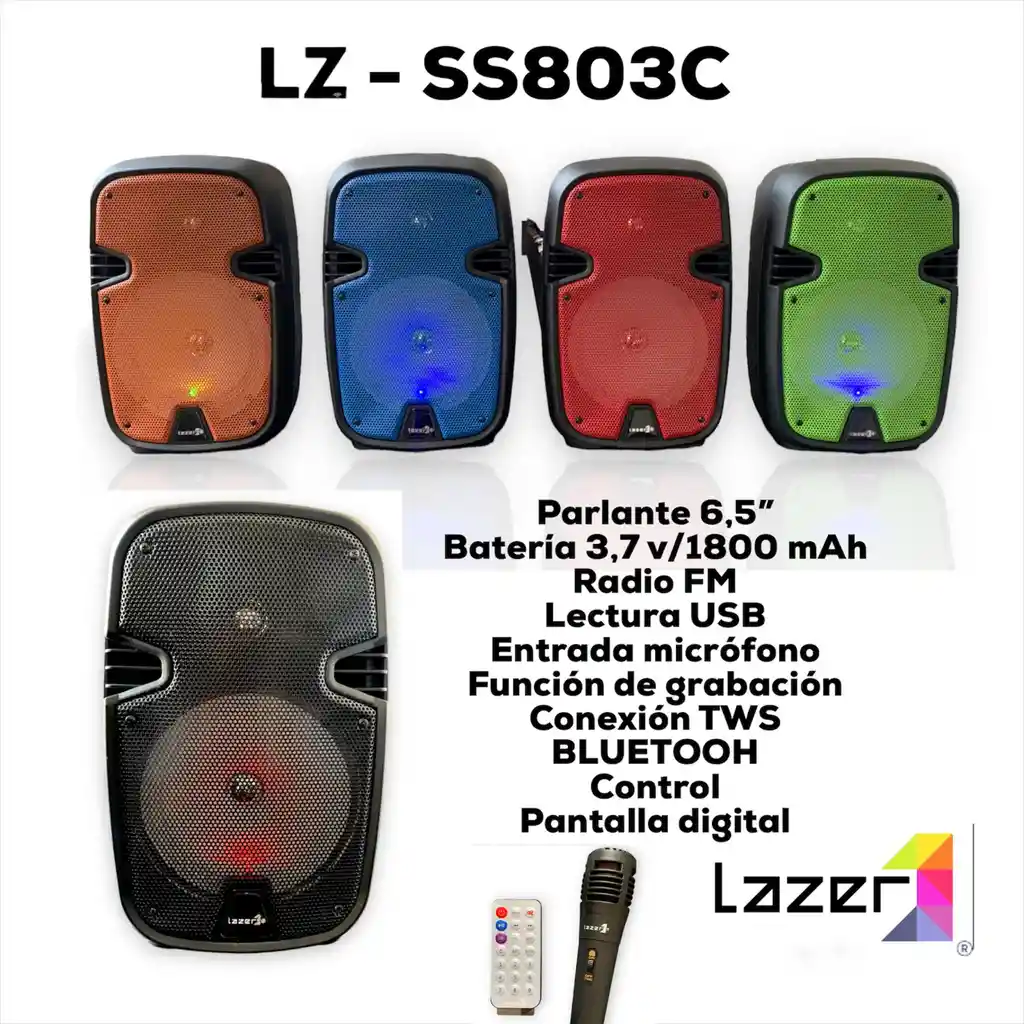 Cabina Lazer 3600w P.m.p.o Micrófono Y Control