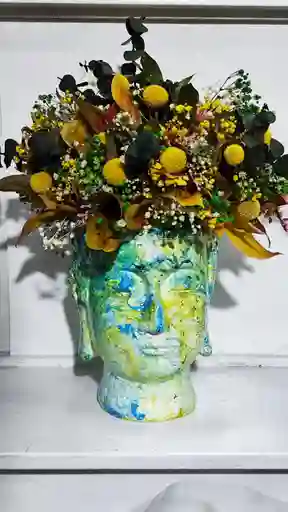 Arreglo De Flores Secas En Ceramica