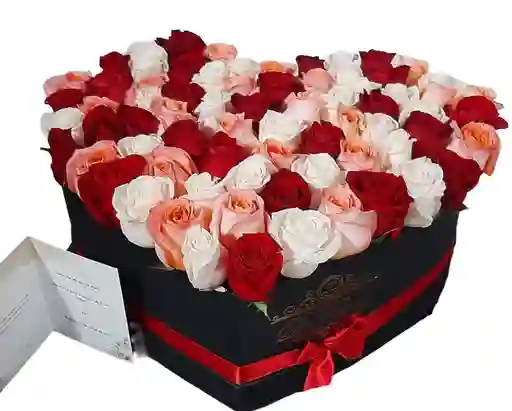 Rosas Colores Rosados; Corazon Extragrande X 75 Rosas Luxury
