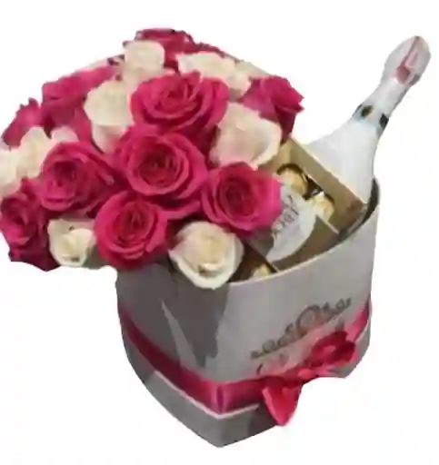 Corazon X33 Rosas Grande, Champaña Jp Chenet Y Ferrero Corazón