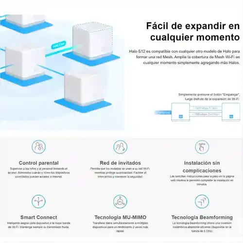 Sistema Wi-fi Ac1200 Mesh (malla) Mercusys Halo S12 2 Nodos