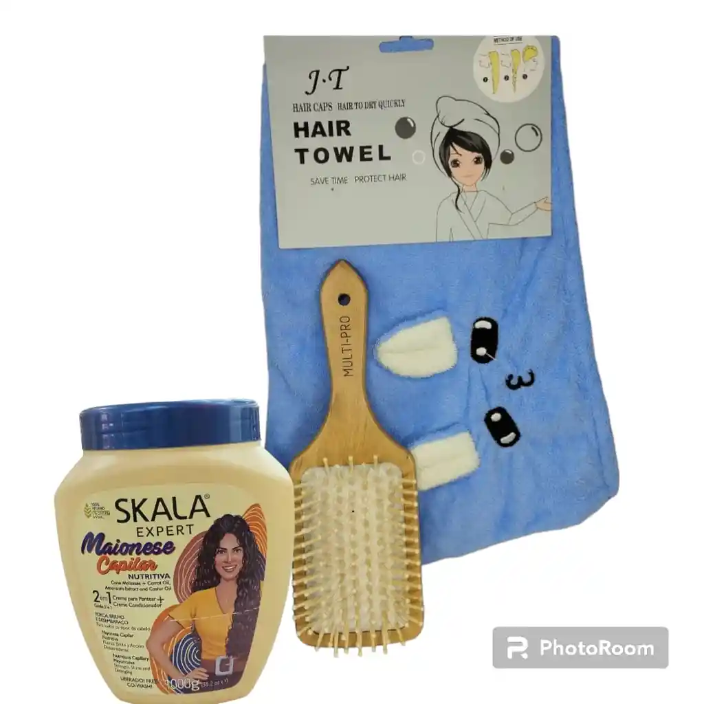 Skala Maionese Capilar+cepillo Bambu+ Toalla Cabello