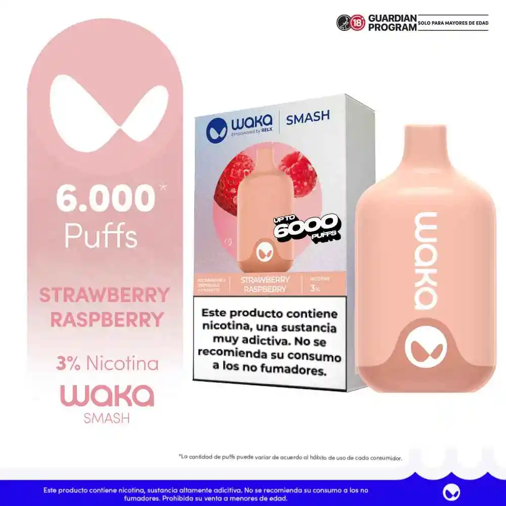 Vap Waka Strawberry Raspberry 6000 Pf 3%