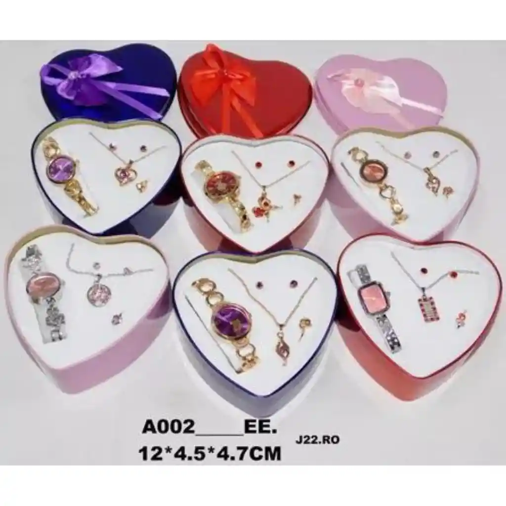 Joyero Regalo Corazón Cadena Reloj Cadena Aretes Mujer