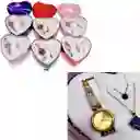 Joyero Regalo Corazón Cadena Reloj Cadena Aretes Mujer