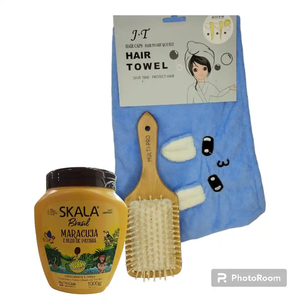 Skala Maracuya+cepillo Bambu+ Toalla Cabello