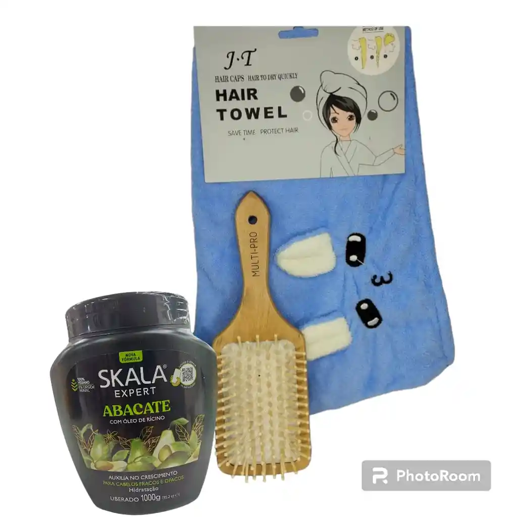 Skala Aguacate+cepillo Bambu+ Toalla Cabello