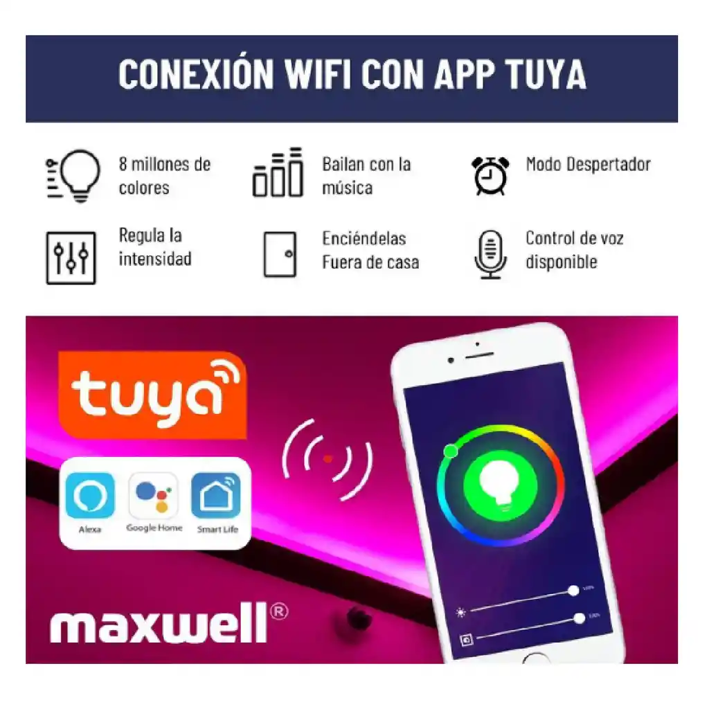 Luces Led Rgb App Tuya Control Y Bluetooth 10m Alexa Y Google