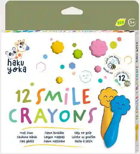 Set 12 Crayones Para Niños Colores Sonrisas Ecológicos Niñas