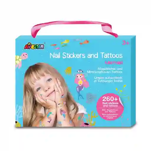 Set De Stickers Para Uñas Y Tattoos Temporales Sirenas