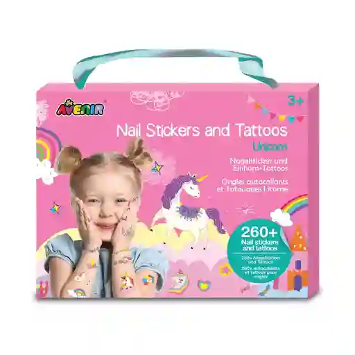 Set De Stickers Para Uñas Y Tattoos Temporales Unicornios