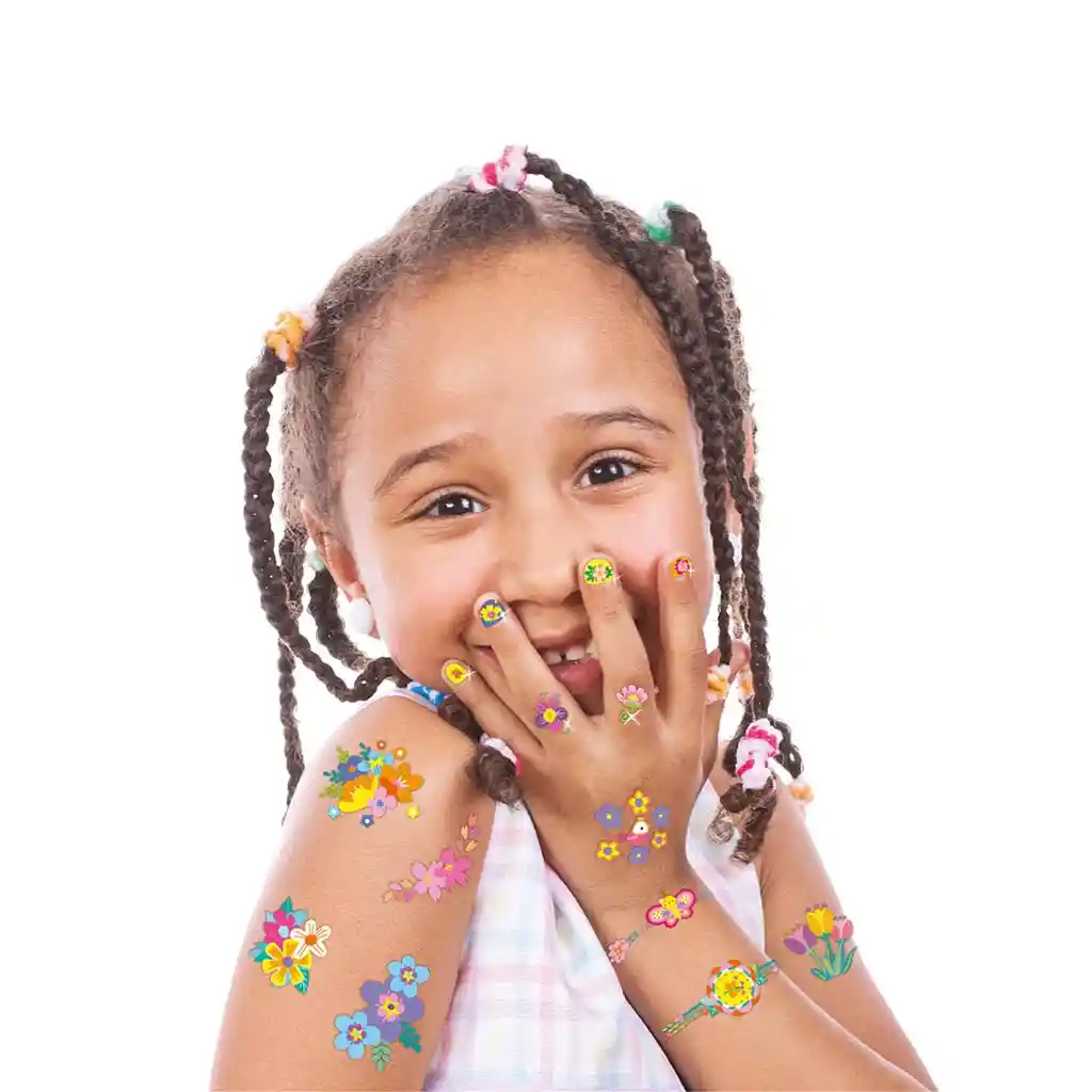 Set De Stickers Para Uñas Y Tattoos Temporales Flores