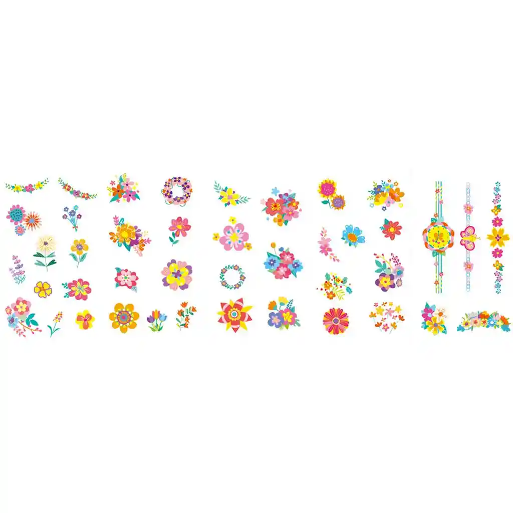 Set De Stickers Para Uñas Y Tattoos Temporales Flores