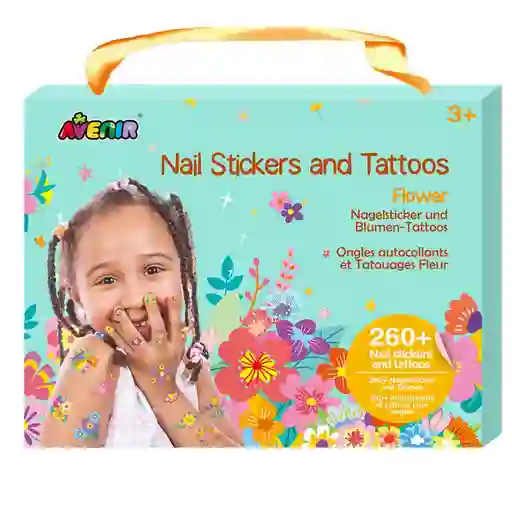 Set De Stickers Para Uñas Y Tattoos Temporales Flores
