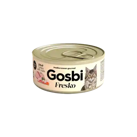 Lata Gato Adulto Gosbi Fresko Turkey With Ham 70 Gr