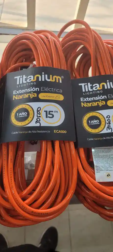 Extensión Eléctrica 15 Metros Color Naranja