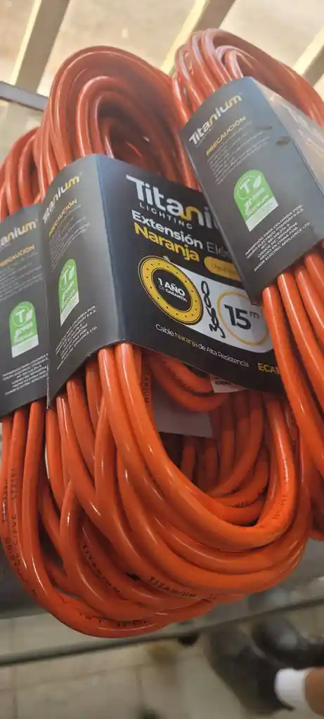 Extensión Eléctrica 15 Metros Color Naranja