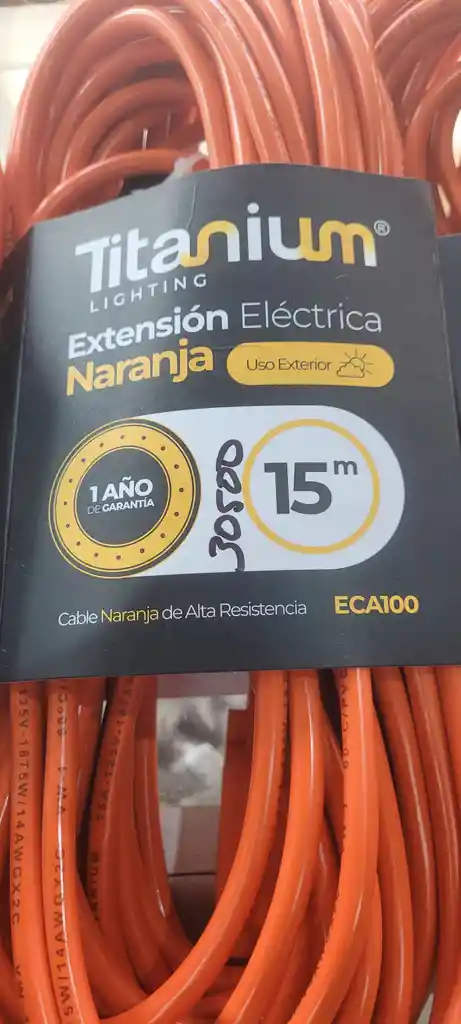 Extensión Eléctrica 15 Metros Color Naranja