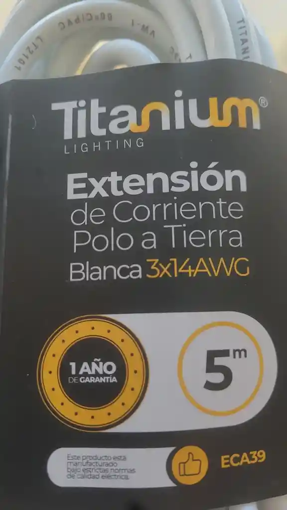 Extensión Eléctrica 5 Metros Color Blanco