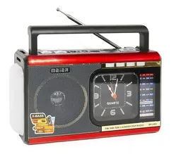 Radio Portatil Am Fm Sw Usb Reloj Linterna Tercera Edad