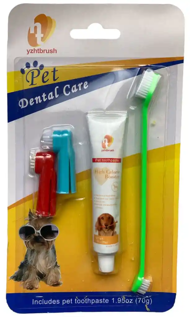 Kit Cepillo De Dientes Y Crema Dental Mascotas Perro Y Gato