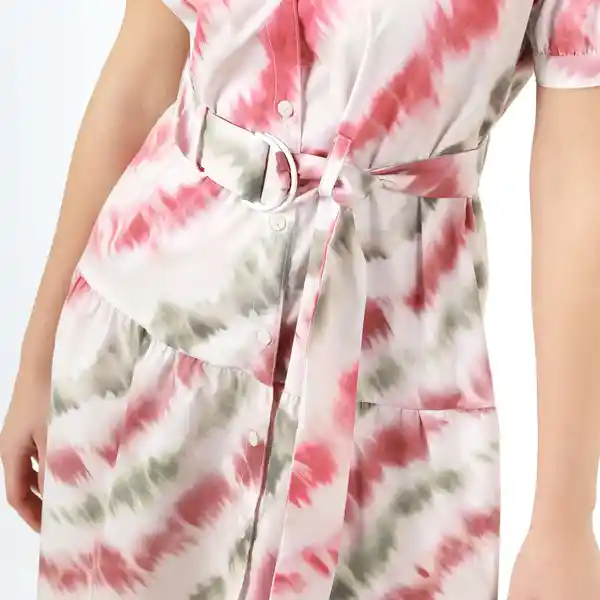 Vestido Cuello Camisero Manga Corta Multicolor Talla S 685627