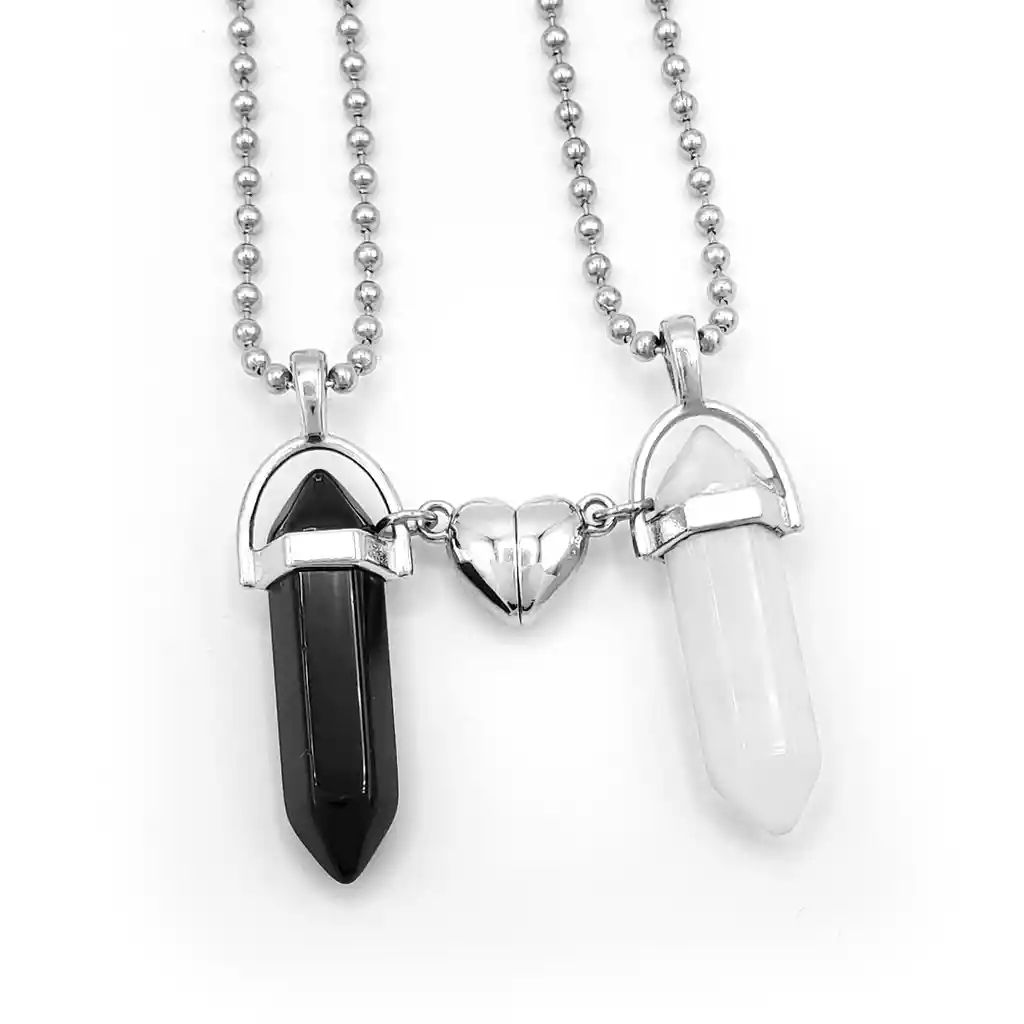 Cadenas Para Parejas Pendulos Onix Y Cuarzo Cristal