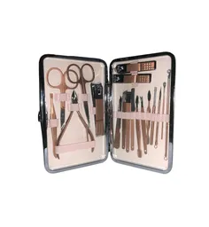 Set Kit Manicure Y Pedicure Oro Rosa X18 Piezas