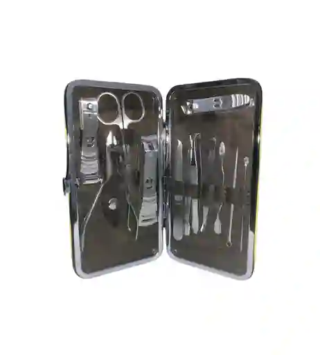 Set Kit Manicure Y Pedicure Plateado X12 Piezas