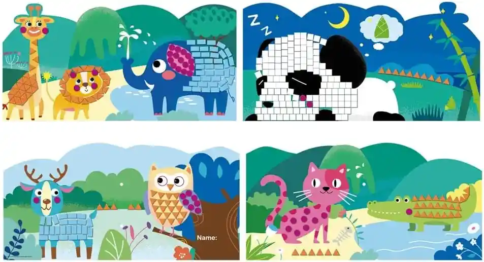 Set De Arte Y Manualidades Con Stickers Mosaico Animales