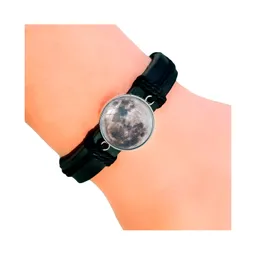 Pulsera Cuero Cristal Luna Fase Lunar Unisex + Estuche