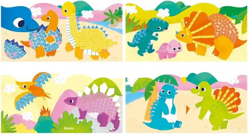 Set De Arte Y Manualidades Con Stickers Mosaico Dinosaurios