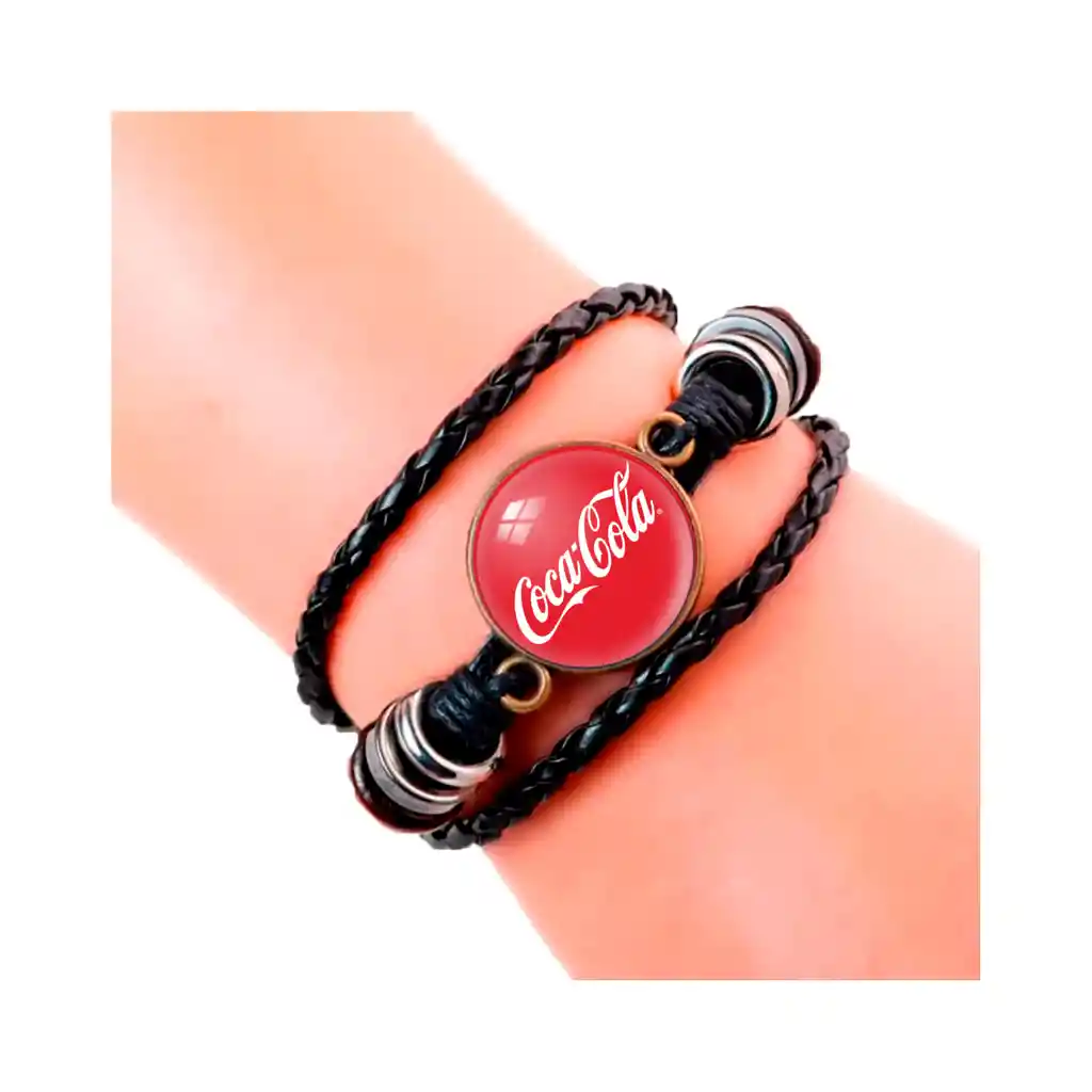 Pulsera Cuero Cristal Coca Cola Cocacola Unisex + Estuche