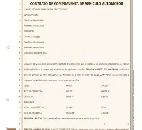 Contrato De Compraventa De Vehículo Automotor 55-08 Unidad