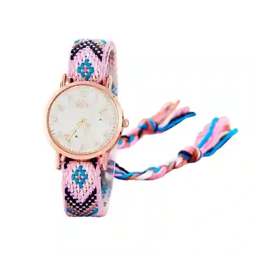 Reloj Dorado Tejido Artesanal Mujer + Estuche