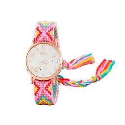 Reloj Dorado Tejido Artesanal Mujer + Estuche