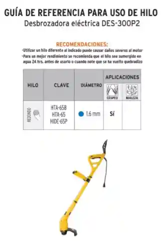 Guadaña Eléctrica Desbrozadora 300w Capacidad De Corte 23cm