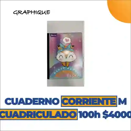 Cuaderno Cosido Cuadriculado De 100 Hjs Corriente Motivos muje