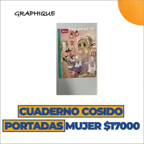 Cuaderno Cosido Cuadriculado De 100 Hjs Portadas Motivos mujer