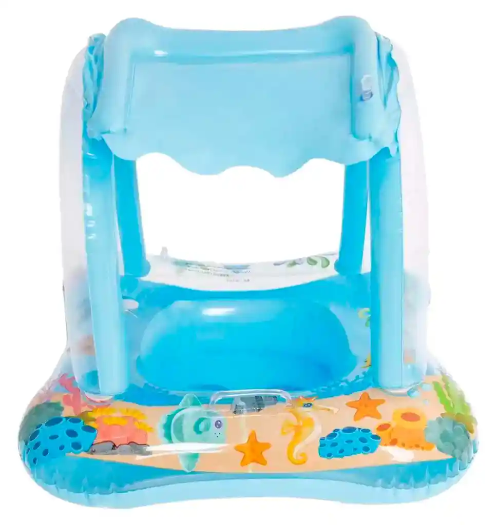 Bote Flotador Inflable Techo Para Bebé Piscina (manijas Azul)