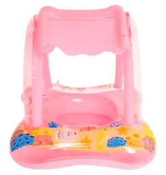 Bote Flotador Inflable Techo Para Bebé Piscina (manijas Rosado)