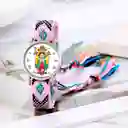 Reloj Virgen Guadalupe Plateado Tejido Artesanal + Estuche